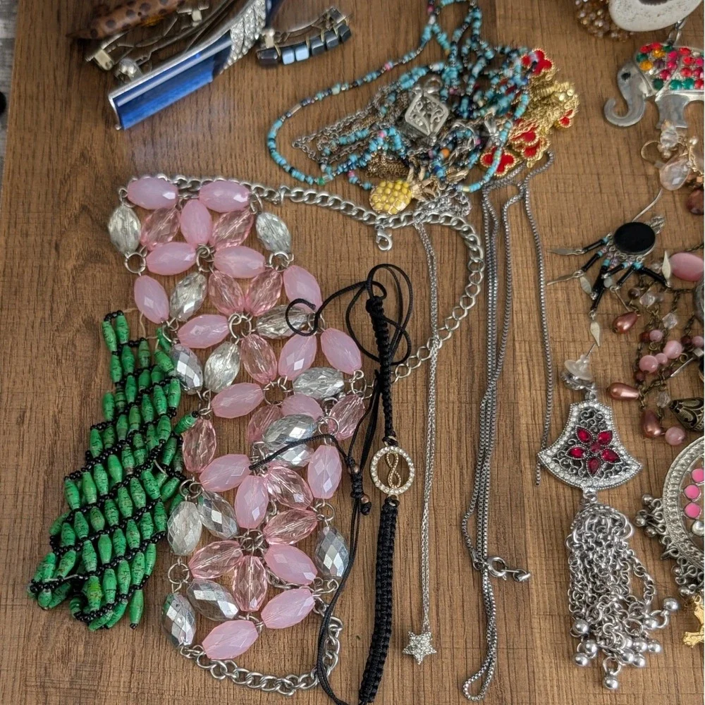 3lb Mixed Jewelry Lot Bulk Necklaces Earrings Bracelets Boho Statement Crafting